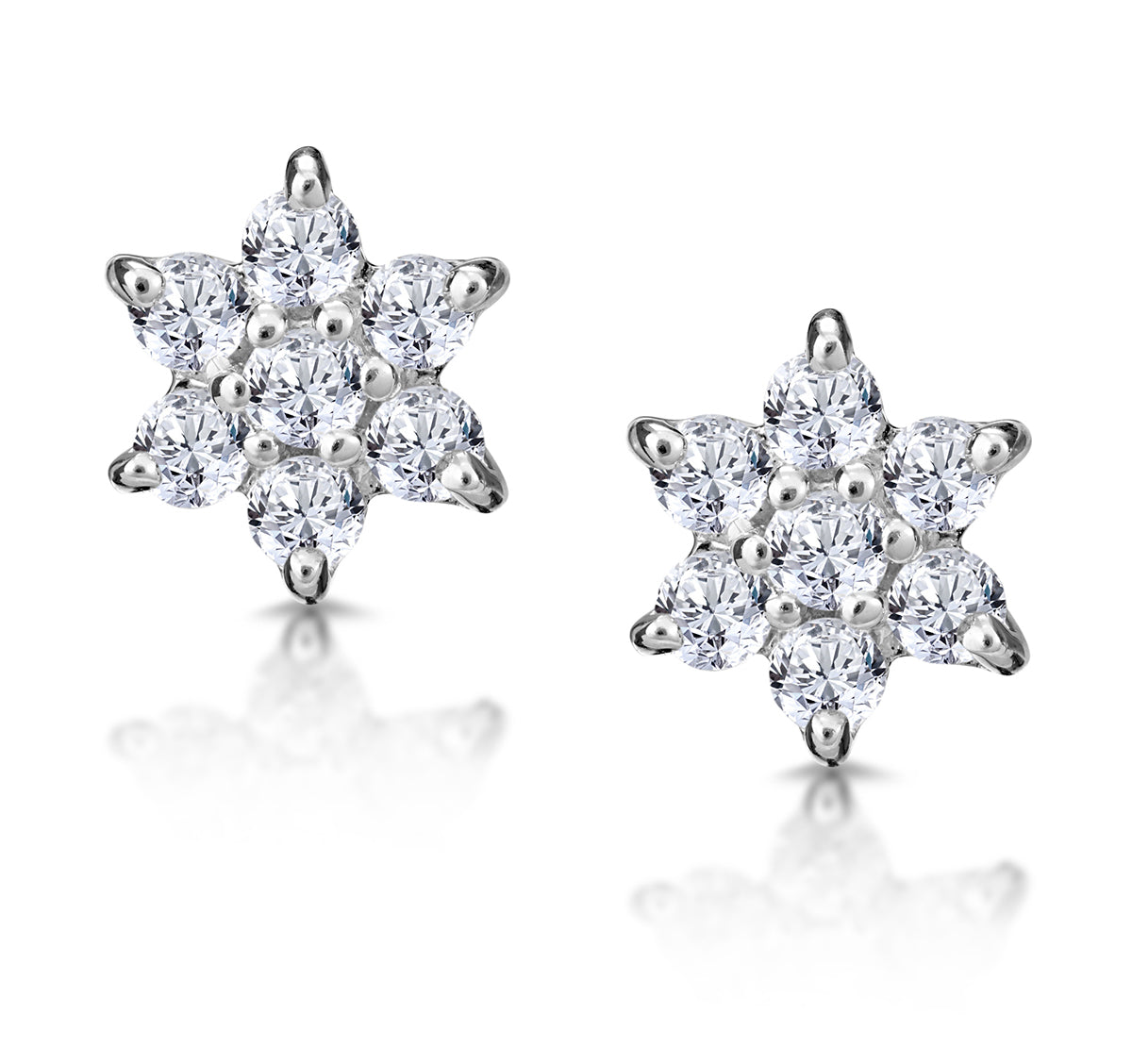 Diamond Cluster Earrings 0.30ct White Gold